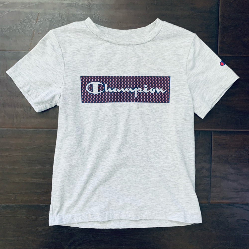XS/5 Champion Boys Heather Gray Short Sleeve Cotton Graphic Top/T-Shirt/Tee